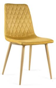 Krzesło tapicerowane Miodowe welur do jadalni, Dębowe nogi VERSO