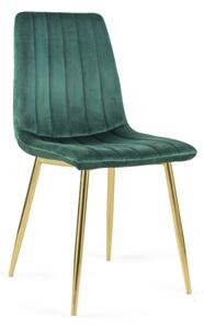 Wygodne Krzesło tapicerowane TUX zielony / złota noga