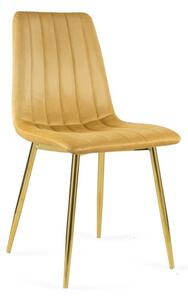 Minimalistyczne Krzesło tapicerowane TUX miodowy / złota noga