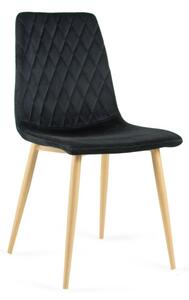 Krzesło tapicerowane Czarne welur do jadalni, Dębowe nogi VERSO
