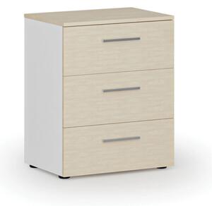 Komoda biurowa do biurka PRIMO WHITE, 740 x 600 x 420 mm, biały/brzoza