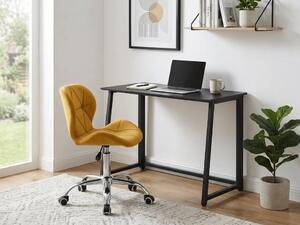 Zestaw do gabinetu ZARIMO stół 80x40 cm, czarny + fotel AVOLA VELVET, musztardowy