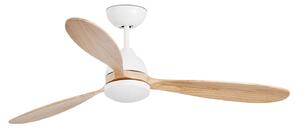 Wentylator sufitowy Poros, lampa LED, średnica 132 cm, biały/jasne drewno FARO BARCELONA, Poros, ściemnialny, biały, salon, metal, nowoczesny
