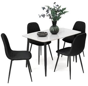 MebleMWM Stół ceramiczny LORIS 120CM Biały + 4 Krzesła | DC-1916 | Czarny