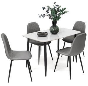 MebleMWM Stół ceramiczny LORIS 120CM Biały + 4 Krzesła | DC-1916 | Szary