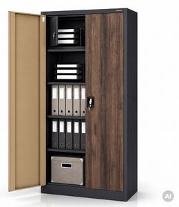 Szafa metalowa ze schowkiem antracytowa/orzech, 900x1850x450 mm: TOMASZ Eco Design