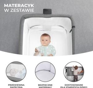 Łóżeczko dostawne KINDERKRAFT Neste Grow Jasnoszary
