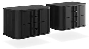Zestaw szafek nocnych wiszących Vesper 56 cm - czarny / czarne uchwyty