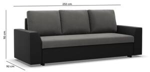 Kanapa rozkÅadana, Viktor, velvet, ekoskÃ³ra, 232x92x92 cm, biel, szary | TYLETEGOTU