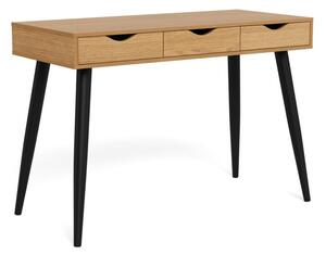Biurko Writing Desk 110 cm z 3 szufladami, dÄbowy i czarny