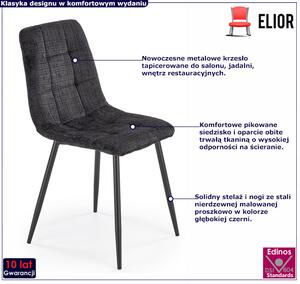 Czarne metalowe tapicerowane krzesło - Cremi