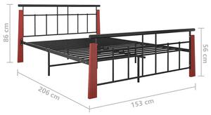 Metalowe rustykalne łóżko czarny + ciemny dąb 140x200 cm - Paresa