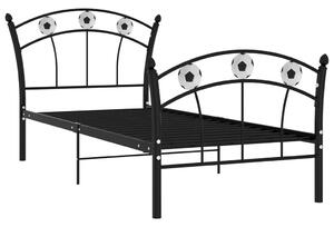 Czarne metalowe łóżko z motywem piłki 90x200 cm - Ronaldo