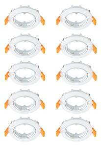 Prios lampa sufitowa wpuszczana Fibur, biały, cynk, Ø 8,2 cm, 10 szt Fibur PRIOS, możliwość ściemniania, biały / opal, salon / jadalnia, metal, nowoczesny