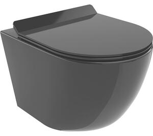Mexen Lena miska wc Rimless z deską wolnoopadającą slim, duroplast, czarna połysk - 30224070