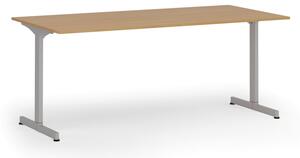 Biurko PRIMO BETA, 180x90 cm, szara podstawa, buk