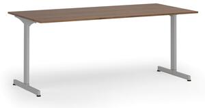 Biurko PRIMO BETA, 180x90 cm, szara podstawa, orzech