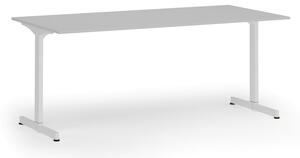 Biurko PRIMO BETA, 180x90 cm, biała podstawa, szary