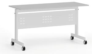 Mobilny stół PRIMO MOBI, 140x60 cm, biała podstawa, szary