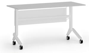 Mobilny stół PRIMO MOVE, 140x60 cm, biała podstawa, szary