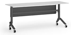 Mobilny stół PRIMO MOVE, 180x60 cm, czarna podstawa, biały
