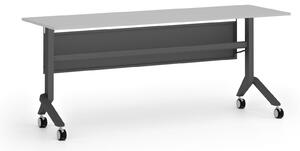 Mobilny stół PRIMO MOVE, 180x60 cm, czarna podstawa, szary