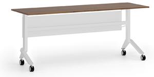 Mobilny stół PRIMO MOVE, 180x60 cm, biała podstawa, orzech