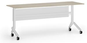 Mobilny stół PRIMO MOVE, 180x60 cm, biała podstawa, dąb naturalny