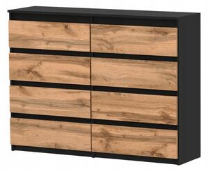 Komoda 8 szuflad STIVMEBLE 120x33,5x92,5 cm Czarny Mat / DÄ b Wotan