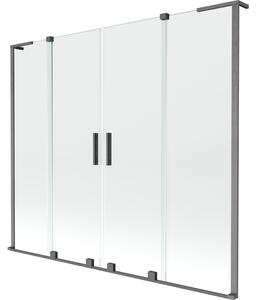 Mexen Velar L Duo parawan nawannowy 2-skrzydłowy rozsuwany 200 x 150 cm, transparent, gun gray szczotkowany - 896-200-003-02-66