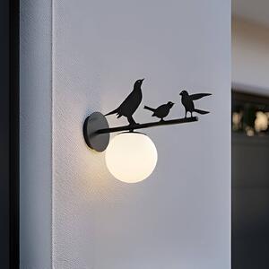 Kinkiet zewnętrzny Lintu Bird Lindby, możliwość ściemniania, czarny, metal, dworkowy / rustykalny