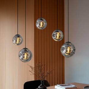 Lampa wisząca szklana Valentina Lindby, możliwość ściemniania, aluminiowy / szary / cynkowy, salon / jadalnia, szkło, design