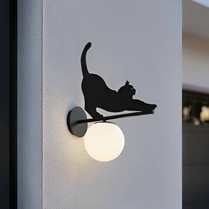 Kinkiet zewnętrzny Katti Cat Lindby, możliwość ściemniania, czarny, metal, dworkowy / rustykalny