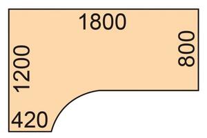 Biurko narożne PRIMO GRAY, 1800 x 1200 mm, lewe, szare