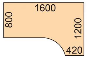 Biurko narożne PRIMO GRAY, 1600 x 1200 mm, prawe, szare