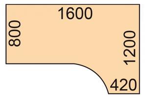 Biurko narożne PRIMO WHITE, 1600 x 1200 mm, prawe, biały/buk