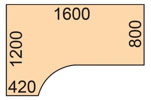 Biurko narożne PRIMO WHITE, 1600 x 1200 mm, lewe, biały/buk