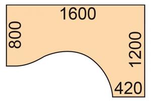 Biurko narożne PRIMO WHITE, 1600 x 1200 mm, prawe, biały/orzech