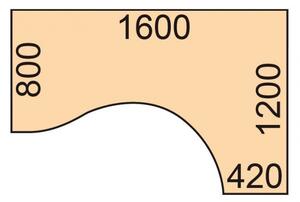 Biurko narożne PRIMO WOOD, 1600 x 1200 mm, prawe, dąb naturalny