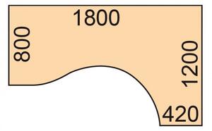 Biurko narożne PRIMO GRAY, 1800 x 1200 mm, prawe, szare