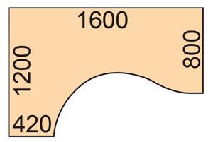 Biurko narożne PRIMO WOOD, 1600 x 1200 mm, lewe, buk