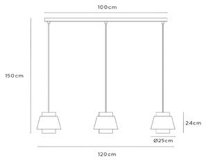 Lucide Lampa wisząca Tribute, 3-punktowa, liniowa, tekstylna, beżowa