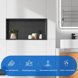 Półka łazienkowa wnękowa HYDROSAN IGA-BL-45X30X10 Czarny mat 45x30x10 cm