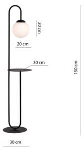 Lampa stojąca podłogowa ze stolikiem Emibig 1xE14 10W BARI czarna 1235/LP1