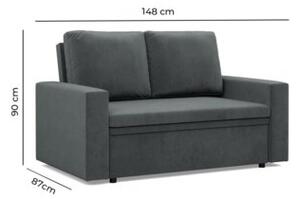 Sofa dwuosobowa, BLOM, velvet, 148x87x90 cm, granatowy | TYLETEGOTU