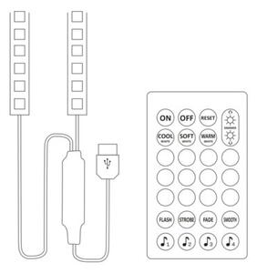 Taśma LED RGBW TV 2x1m z pilotem, funkcja muzyczna, USB 5V 321336 Polux