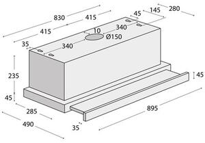 Okap CONCEPT OPV3890 Inox 620m3/h 68dB klasa A