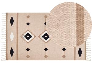 Dywan bawełniany kilim wzór 80 x 150 cm wielokolorowy dwustronny ręcznie tkany prostokątny krótkowłosy Berdik Beliani