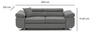 RozkÅadana sofa, Bellezza, 209x100x87 cm, jasny szary | TYLETEGOTU