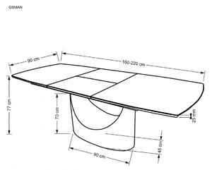 EMWOmeble OSMAN stół rozkładany, biały marmur / czarny